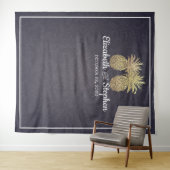 Hochzeitsstand Foto Booth Hintergrund Gold Ananas Wandteppich (Beispiel (Horizontal))