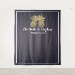 Hochzeitsstand Foto Booth Hintergrund Gold Ananas  Wandteppich