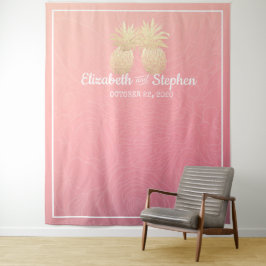Hochzeitsstand Foto Booth Hintergrund Gold Ananas Wandteppich
