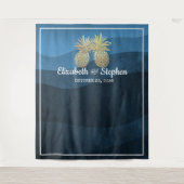 Hochzeitsstand Foto Booth Hintergrund Gold Ananas  Wandteppich (Vorderseite)