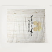 Hochzeitsstand Foto Booth Hintergrund Gold Ananas  Wandteppich (Vorderseite (Horizontal))