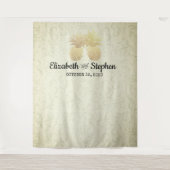 Hochzeitsstand Foto Hintergrund Moderne Goldananas Wandteppich (Vorderseite)