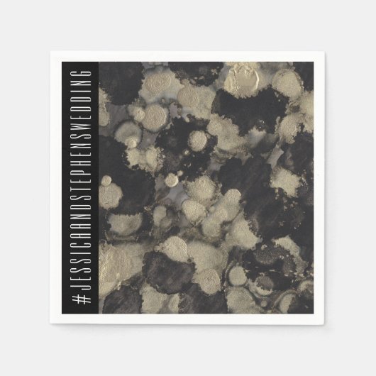 Hochzeitsstandard Napkin-Schatten von Gold und Sch Serviette (Vorderseite)