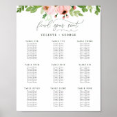 Hochzeitsstandplan für Aquarellgrün und Rosa Poster (Vorne)