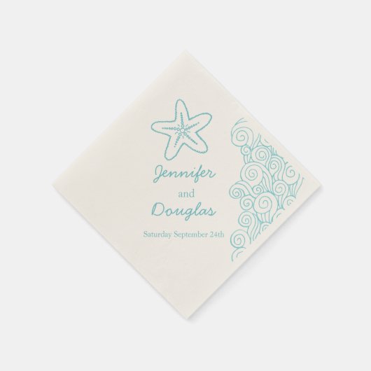 Hochzeitsstar wirbelnde Aqua-Creme-Papierserviette Serviette (Ecke)