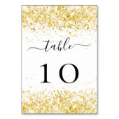 Hochzeitsstaub aus weißem Glitzer Tischnummer (Rückseite)