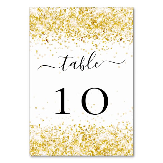 Hochzeitsstaub aus weißem Glitzer Tischnummer (Rückseite)