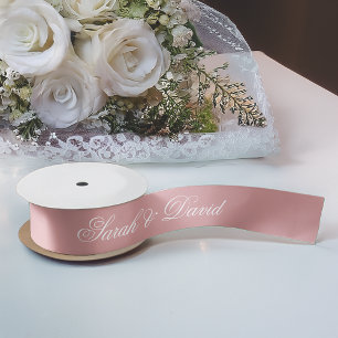 Hochzeitsstaub Staubrose Rosa Elegante Kalligrafie Satinband