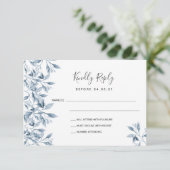Hochzeitsstaubblauer botanischer UAWG RSVP Karte (Stehend Vorderseite)