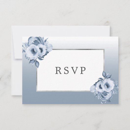 Hochzeitsstaubblütenflorale, silberne UAWG RSVP Karte (Vorderseite)