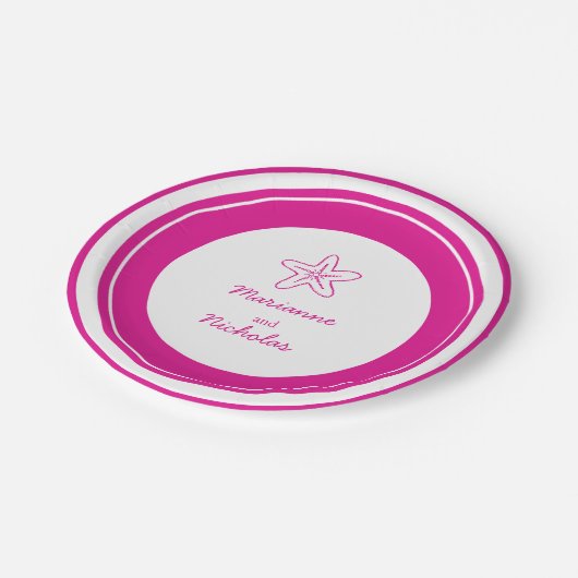 Hochzeitssterne, rosa, geneigte Papiertüte Pappteller (Schrägansicht)