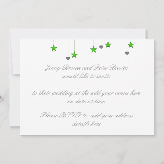 Hochzeitssterne und Herz Einladung zur Hochzeit (Rückseite)