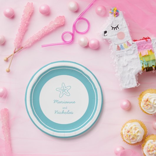 Hochzeitssternenaqua Pappteller (Party)