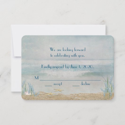 Hochzeitssternenfisch am Strand Einladung (Vorderseite)