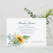 Hochzeitsstich Eukalyptus Sonnenblume Einladung (Stehend Vorderseite)