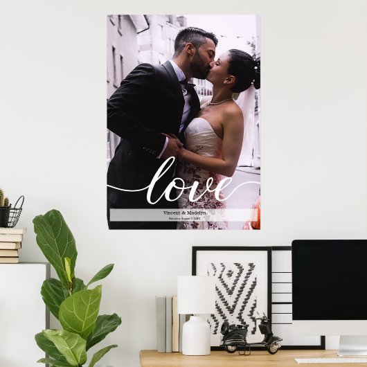 Hochzeitsstich mit Namen und Datum Poster (Heimbüro)