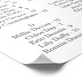 Hochzeitsstichtabelle, bearbeitbare Hintergrundfar Poster (Ecke)