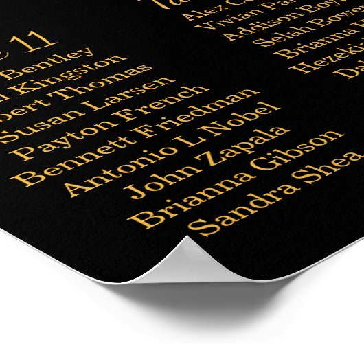 Hochzeitsstichtabelle, bearbeitbare Hintergrundfar Poster (Ecke)