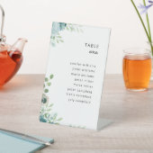 Hochzeitsstichtabelle blaue Blüte Sockelschild (In SItu)