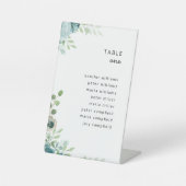 Hochzeitsstichtabelle blaue Blüte Sockelschild (Vorderseite)