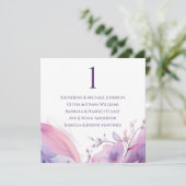 Hochzeitsstichtabelle - Blüten der Wasserfarbenkir Einladung (Stehend Vorderseite)