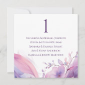 Hochzeitsstichtabelle - Blüten der Wasserfarbenkir Einladung (Vorderseite)