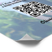 Hochzeitsstichtabelle Dusty Blue QR Code Foto Poster (Ecke)