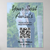 Hochzeitsstichtabelle Dusty Blue QR Code Foto Poster (Vorne)