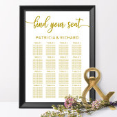 Hochzeitsstichtabelle Elegante Goldkalligraphie Poster
