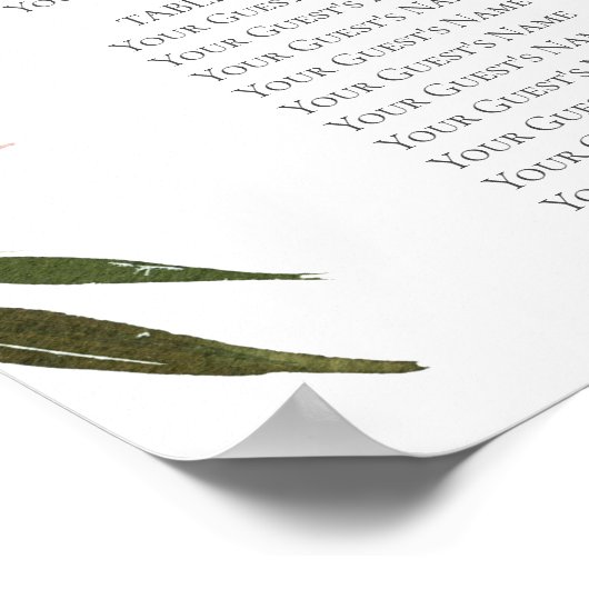 Hochzeitsstichtabelle Elegante Rose Poster (Ecke)