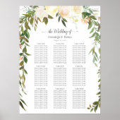 Hochzeitsstichtabelle Elegante Rose Poster (Vorne)