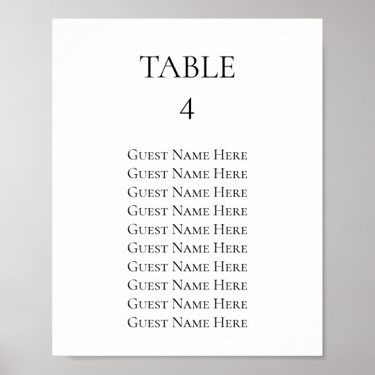 Hochzeitsstichtabelle für einzelne Seiten beliebig Poster (Vorne)