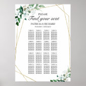 Hochzeitsstichtabelle Geometrische Greenerie signi Poster (Vorne)