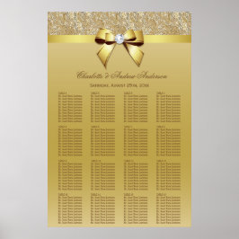 Hochzeitsstichtabelle Gold Sequins Bow Poster