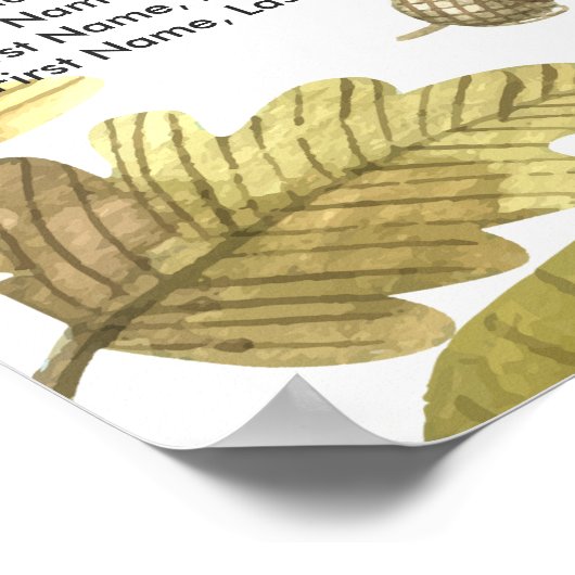 Hochzeitsstichtabelle Herbstmapel Blätter Pumpkins Poster (Ecke)