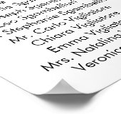 Hochzeitsstichtabelle mit weißer Karte Poster (Ecke)