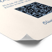 Hochzeitsstichtabelle QR Code Dusty Blue Sign Poster (Ecke)