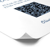 Hochzeitsstichtabelle QR Code Dusty Blue Sign Poster (Ecke)