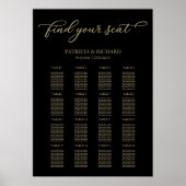 Hochzeitsstichtabelle Signieren Chic Gold Black Poster (Vorne)