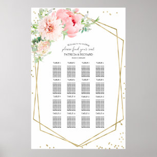 Hochzeitsstichtabelle Signieren Elegante Blüte Poster
