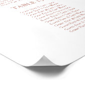 Hochzeitsstichtabelle Signieren von elegantem Scri Poster (Ecke)
