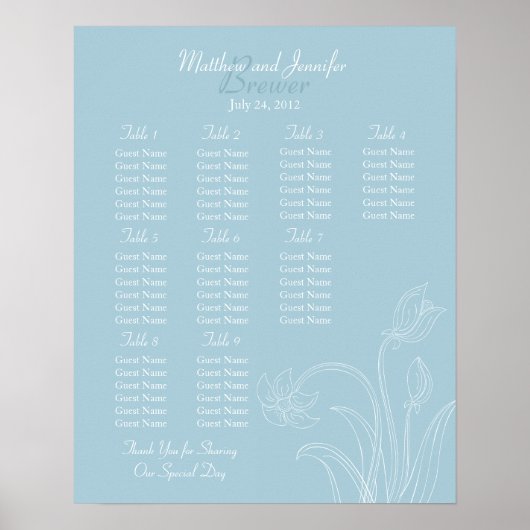 Hochzeitsstichtabelle - Standardgrößen Poster (Vorne)