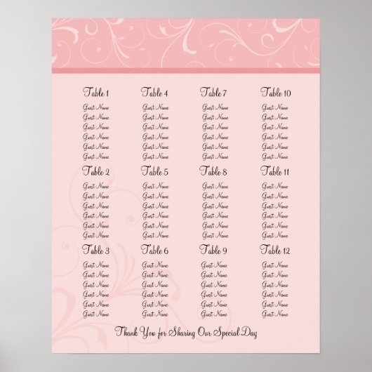 Hochzeitsstichtabelle - Standardgrößen Poster (Vorne)