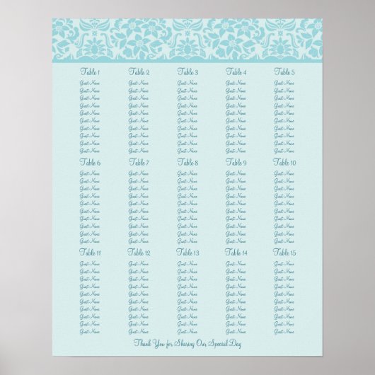 Hochzeitsstichtabelle - Standardgrößen Poster (Vorne)