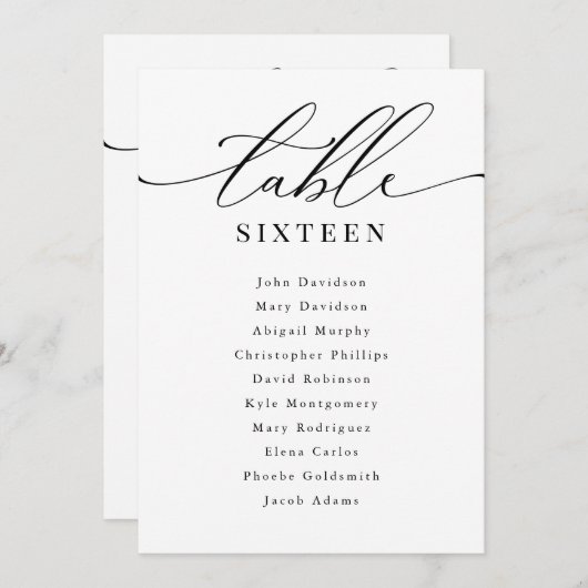 Hochzeitsstichtabelle Tischnummern Moderne Eleganz (Vorne/Hinten)