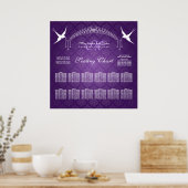 Hochzeitsstichtabelle Vögel Monogramm Lila Poster (Küche)