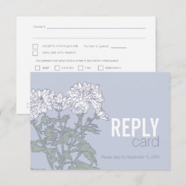 Hochzeitsstichtag chrysanthemum white wedding RSVP Karte