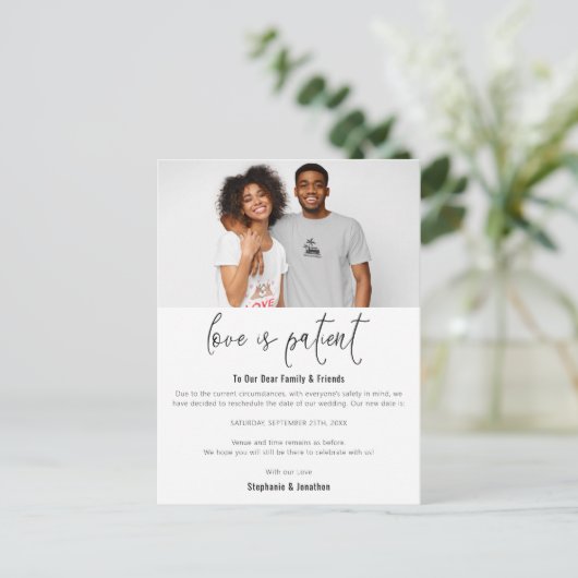 Hochzeitsstichtag Foto Liebe Gerettet Patient Ankündigungspostkarte (Stehend Vorderseite)