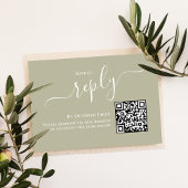 Hochzeitsstichtag RSVP QR Code Elegant Sage Green