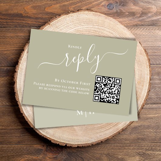 Hochzeitsstichtag RSVP QR Code Elegant Sage Green